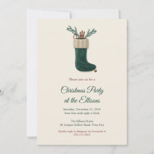 Invitación a la fiesta de Navidad de media de seda
