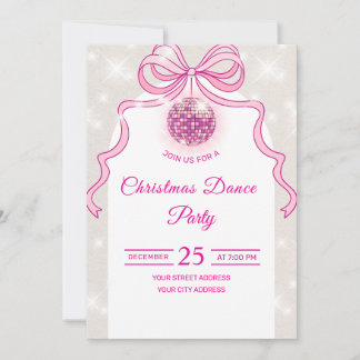 Invitación a la fiesta de Navidad de niñas Pink Di