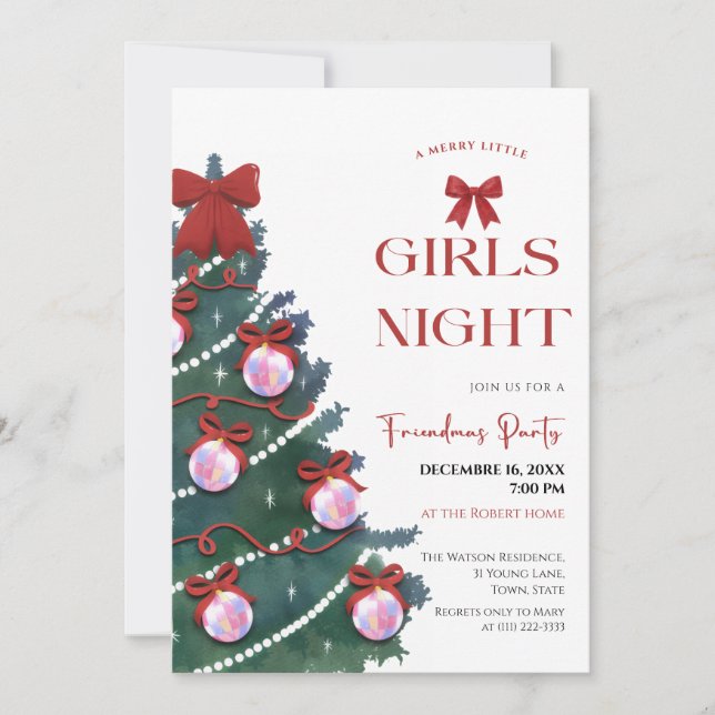Invitación a la fiesta de Navidad de noche de chic (Anverso)