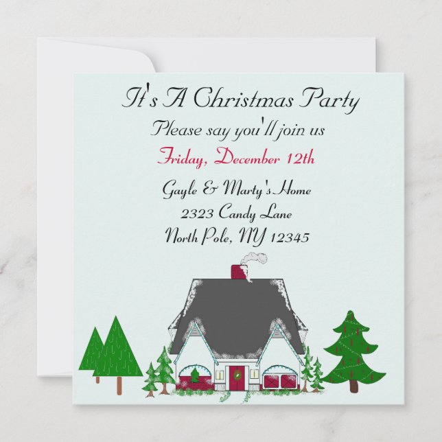 Invitación a la fiesta de Navidad de Our Place (Anverso)