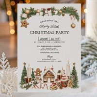Invitación a la fiesta de Navidad de pan de jengib