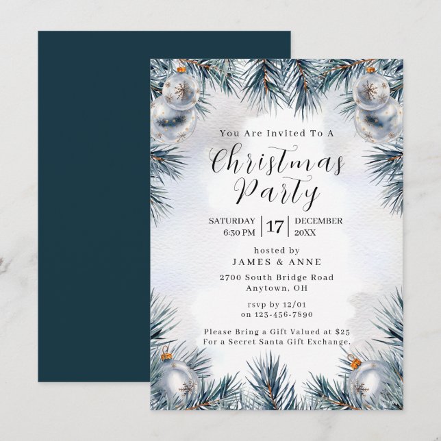 Invitación a la Fiesta de Navidad de Pino Azul (Anverso / Reverso)