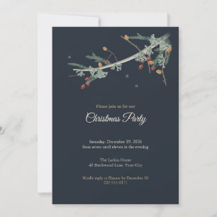 Invitación a la fiesta de Navidad de ramas y líque