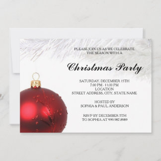 Invitación a la fiesta de Navidad de Red Bauble
