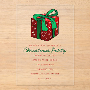 Invitación a la fiesta de Navidad de regalos y pre