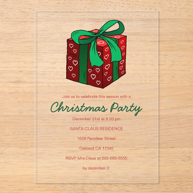 Invitación a la fiesta de Navidad de regalos y pre (Anverso)