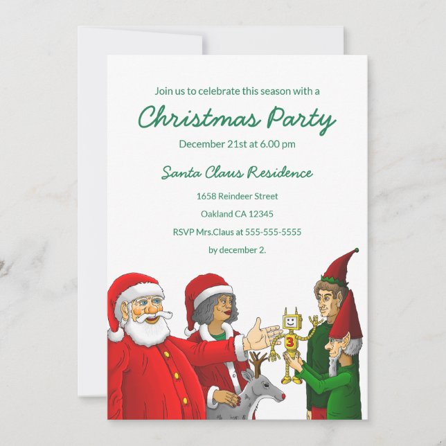 Invitación a la fiesta de Navidad de Santa Claus (Anverso)