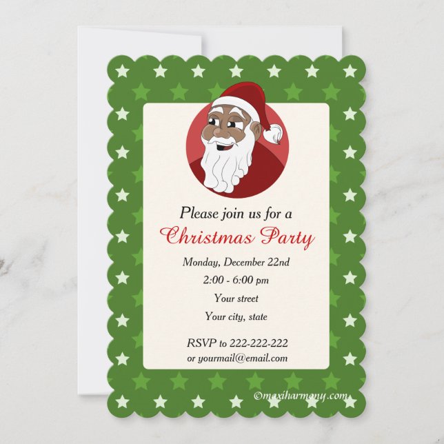invitación a la fiesta de Navidad de Santa Claus n (Anverso)