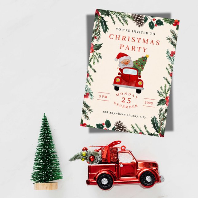 Invitación a la fiesta de Navidad de Santa en coch (Subido por el creador)