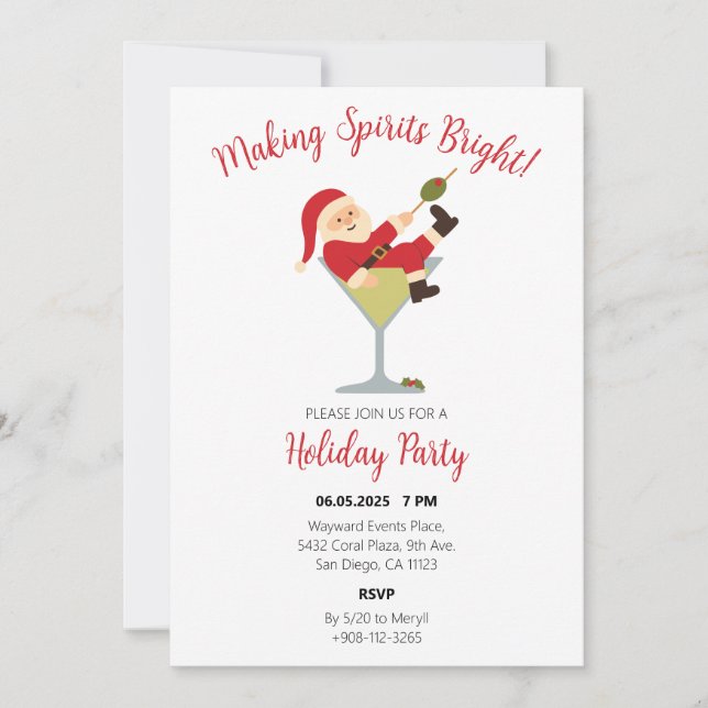 Invitación a la fiesta de Navidad de Santa Martini (Anverso)