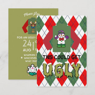 Invitación a la fiesta de Navidad de suéter feo