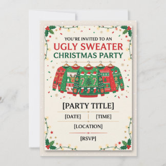 Invitación a la fiesta de Navidad de suéter feo