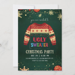 Invitación a la fiesta de Navidad de suéter feo