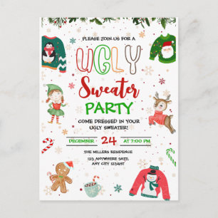 Invitación a la fiesta de Navidad de suéter feo, N