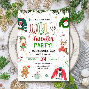 Invitación a la fiesta de Navidad de suéter feo, N