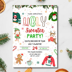 Invitación a la fiesta de Navidad de suéter feo, N