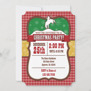 Invitación a la fiesta de Navidad de vaquero