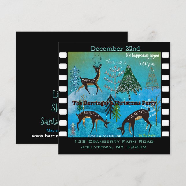 Invitación a la fiesta de Navidad Deerfest bajo la (Anverso / Reverso)