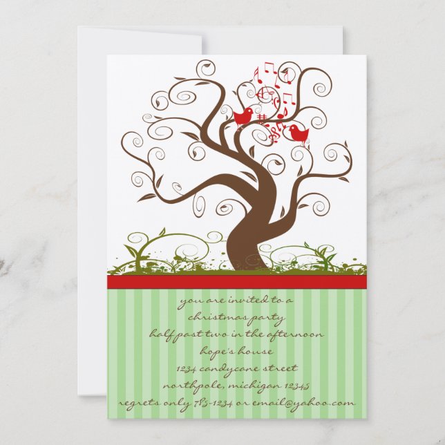 Invitación a la fiesta de Navidad del árbol girato (Anverso)