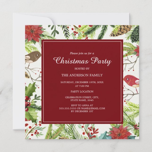Invitación a la fiesta de Navidad del bosque festi (Anverso)