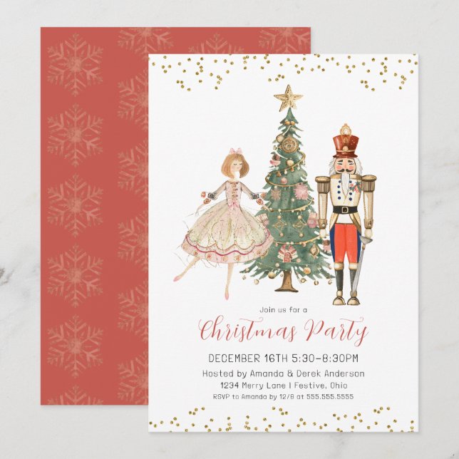 Invitación a la fiesta de Navidad del Cascanueces (Anverso / Reverso)