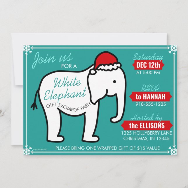 Invitación a la fiesta de Navidad del Elefante Bla (Anverso)