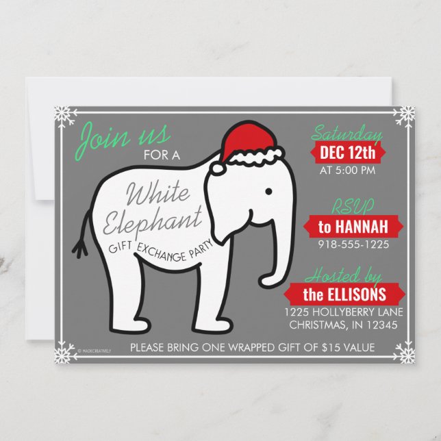 Invitación a la fiesta de Navidad del Elefante Bla (Anverso)