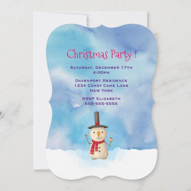 Invitación a la fiesta de Navidad del muñeco de ni (Anverso)