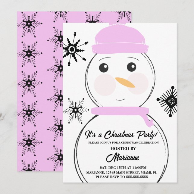 Invitación a la fiesta de Navidad del muñeco de ni (Anverso / Reverso)