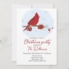 Invitación a la fiesta de Navidad del pájaro carde