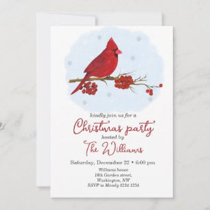 Invitación a la fiesta de Navidad del pájaro carde