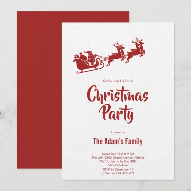 Invitación a la fiesta de Navidad del trineo de Sa (Anverso / Reverso)
