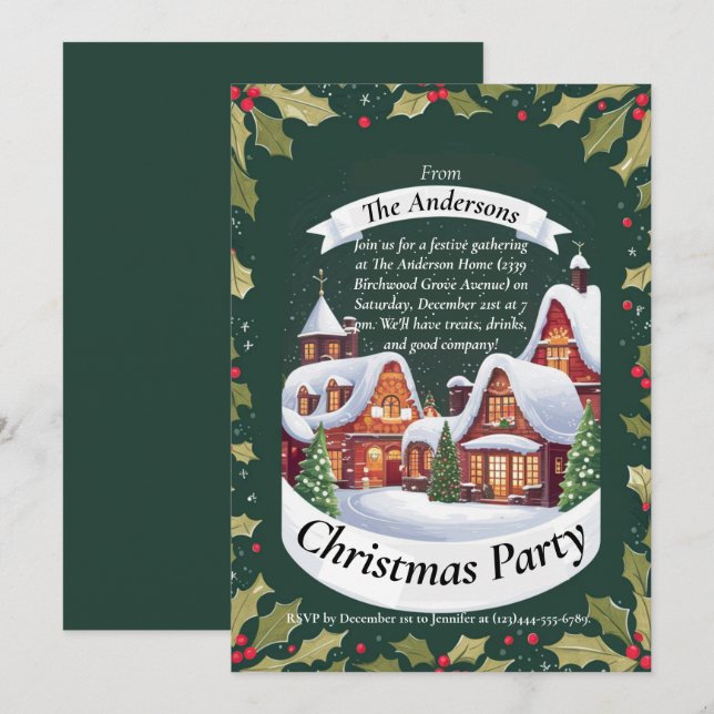 Invitación a la Fiesta de Navidad Divertida Festiv (Anverso / Reverso)