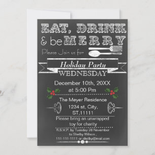 Invitación a la fiesta de Navidad en Chalkboard