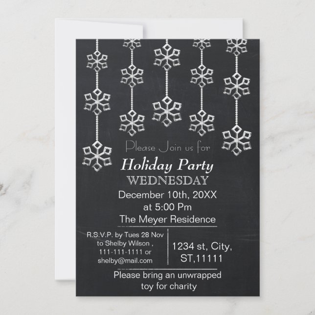 Invitación a la fiesta de Navidad en Chalkboard (Anverso)