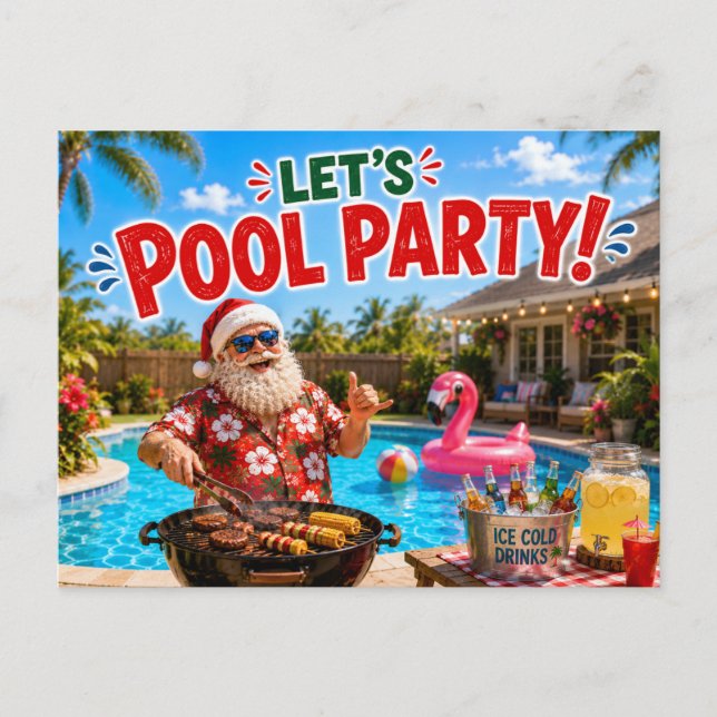 Invitación a la fiesta de Navidad en la piscina de (Anverso)