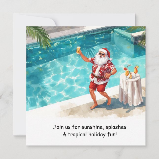 Invitación a la fiesta de Navidad en la piscina de (Anverso)