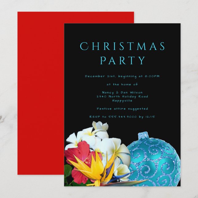 Invitación a la fiesta de Navidad en la playa de f (Anverso / Reverso)