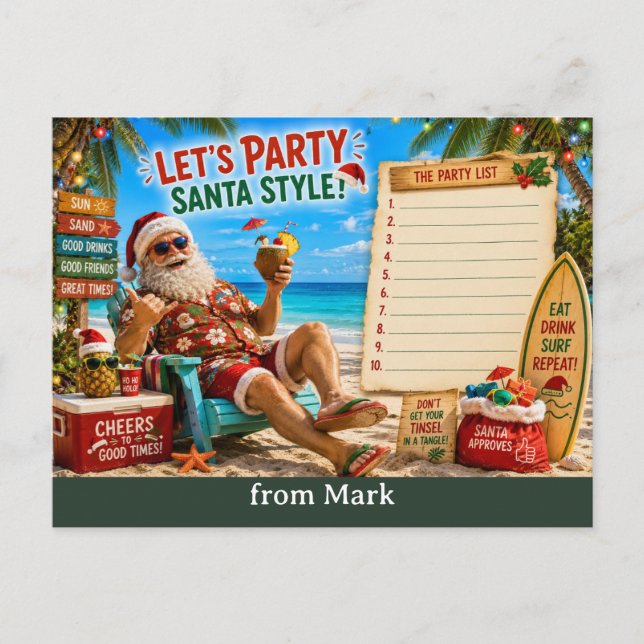 Invitación a la fiesta de Navidad en la playa de S (Anverso)