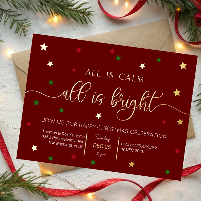 invitación a la fiesta de Navidad en papel de oro  (Subido por el creador)