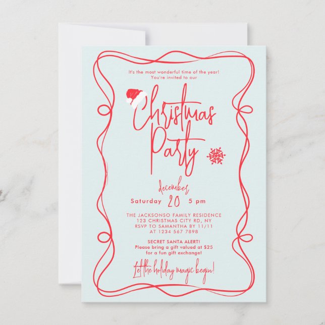 Invitación a la fiesta de Navidad escrita a mano a (Anverso)
