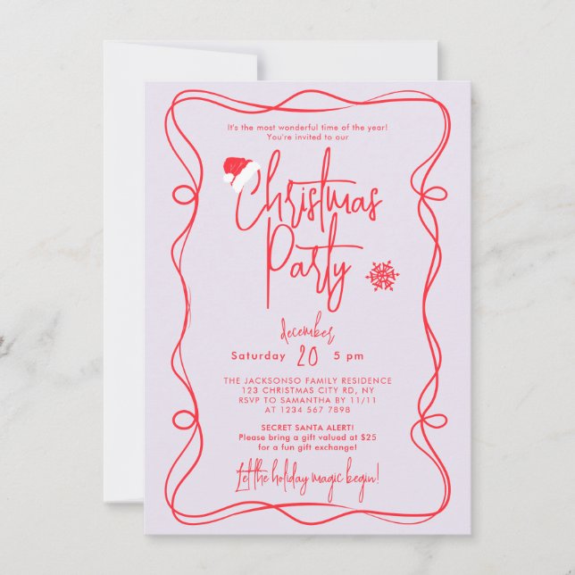 Invitación a la fiesta de Navidad escrita a mano e (Anverso)