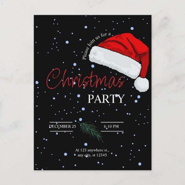 Invitación a la fiesta de Navidad familiar simple  (Anverso)
