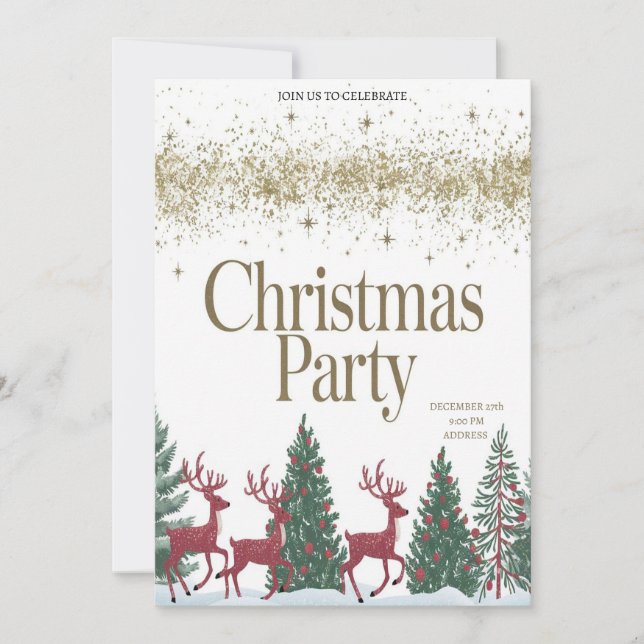 Invitación a la fiesta de Navidad feliz Santa Fest (Anverso)