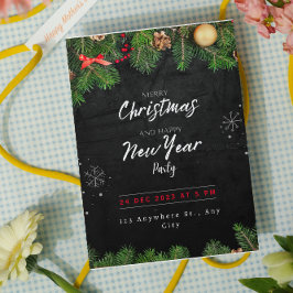 Invitación a la fiesta de Navidad Green Black