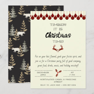 Invitación a la fiesta de Navidad inspirada en leñ
