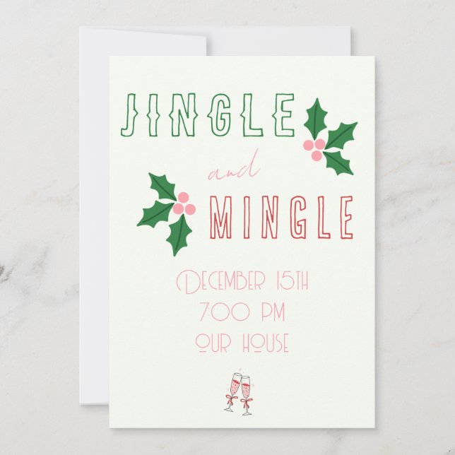 Invitación a la fiesta de Navidad Jingle and Mingl (Anverso)