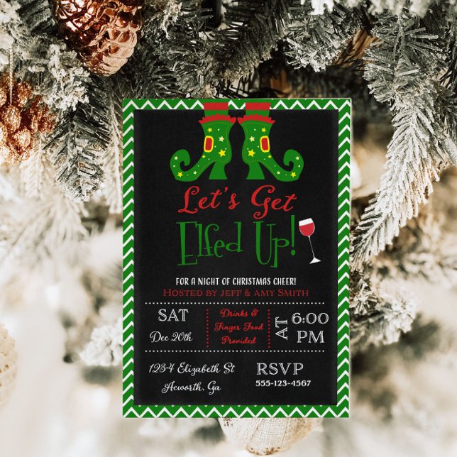 Invitación a la fiesta de Navidad Lets Get Elfed U (Subido por el creador)