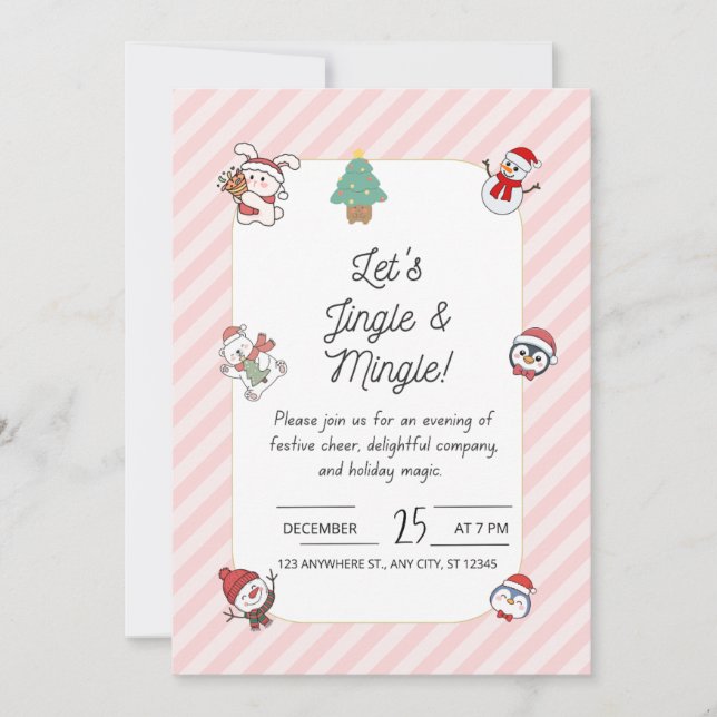 Invitación a la fiesta de Navidad Let's Jingle & M (Anverso)