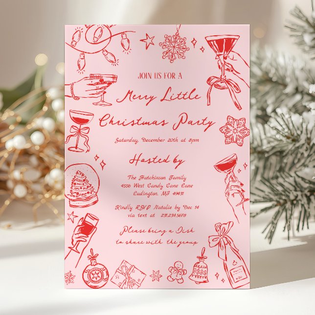Invitación a la Fiesta de Navidad Merry Little (Merry Little Christmas Party Invitation)